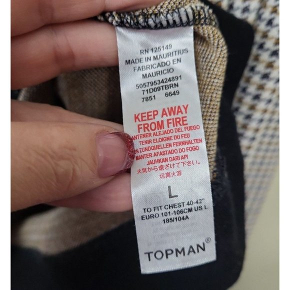 Topman Men's Size L Pullover Crewneck Sweater Black And Gold Houndstooth Print - Picture 6 of 7